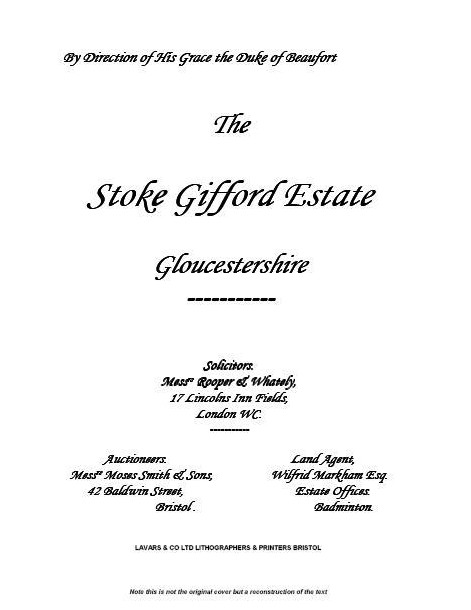 Stoke Gifford Sales Catalogue 1915
